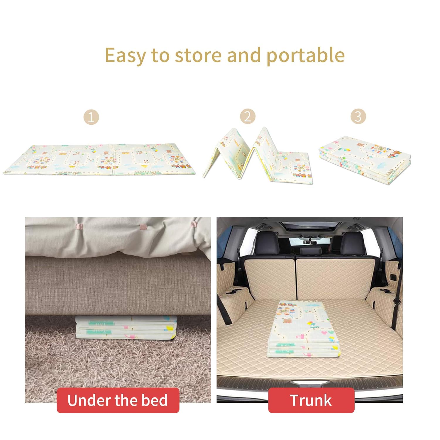 ISFC Waterproof Baby Play Mat - Foldable Non-Toxic Anti-Slip Soft Crawling Mat for Babies, Infants, Kids, Toddlers Outdoor or Indoor Use (Blue, 79X59X0.4 in) : Baby