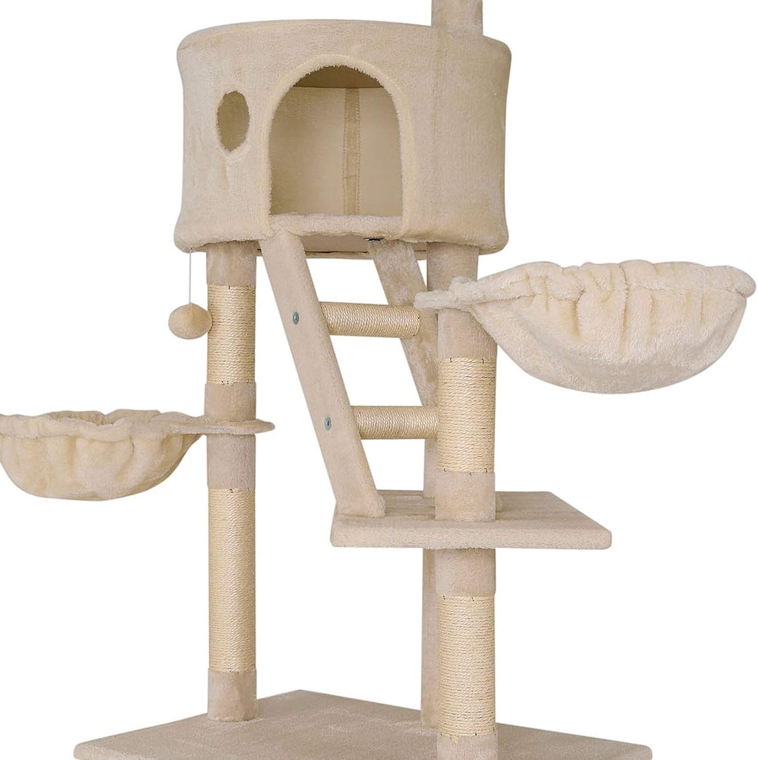 lionto dibea Cat Tree Activity Centre High Ceiling Scratching Post, 240 to 260 cm, Beige, 2XL (1er Pack) - Image 4
