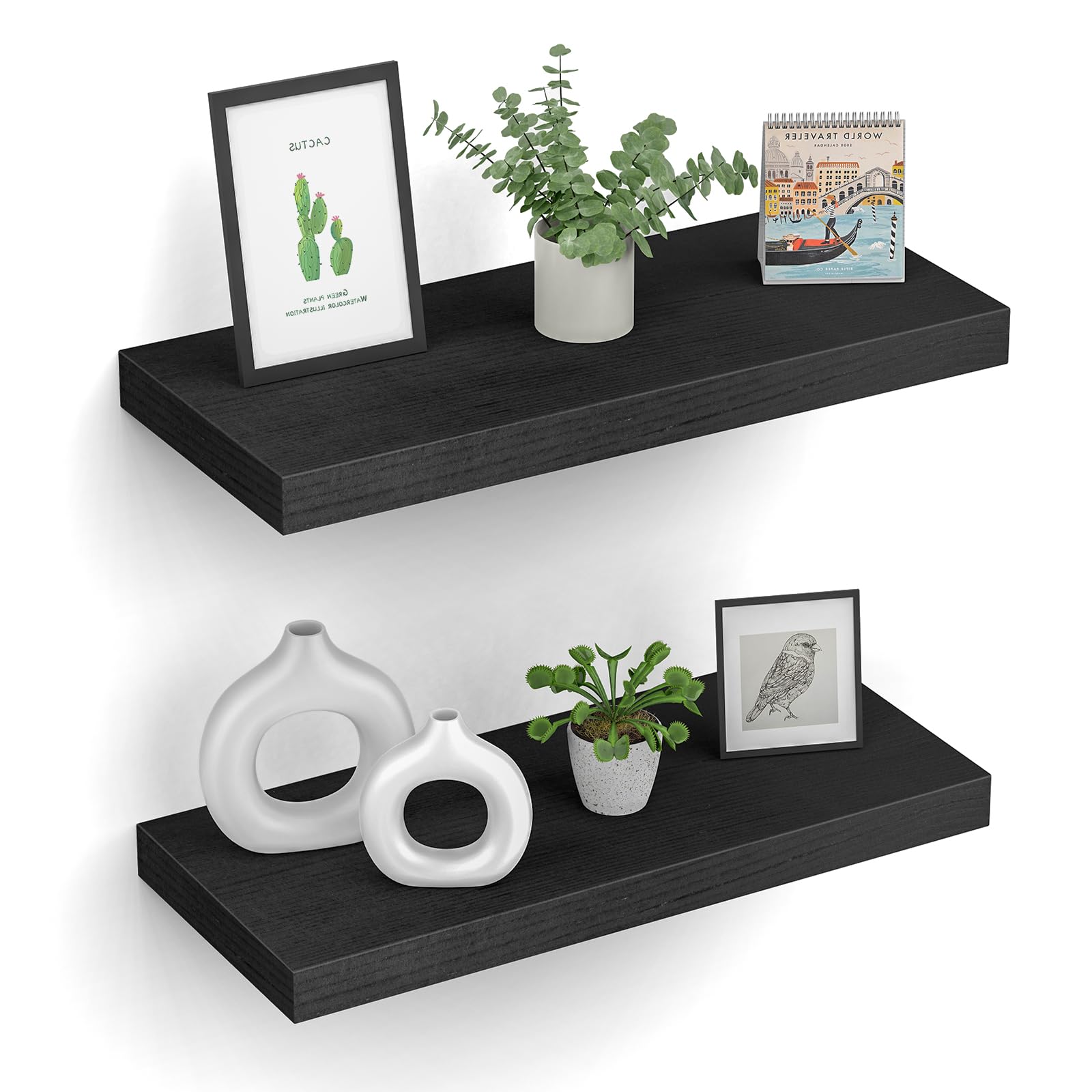 MIAGLACE Floating Shelves (Set of 2) – Wall Mounted Shelves for Home Décor and Storage, Natural Pine