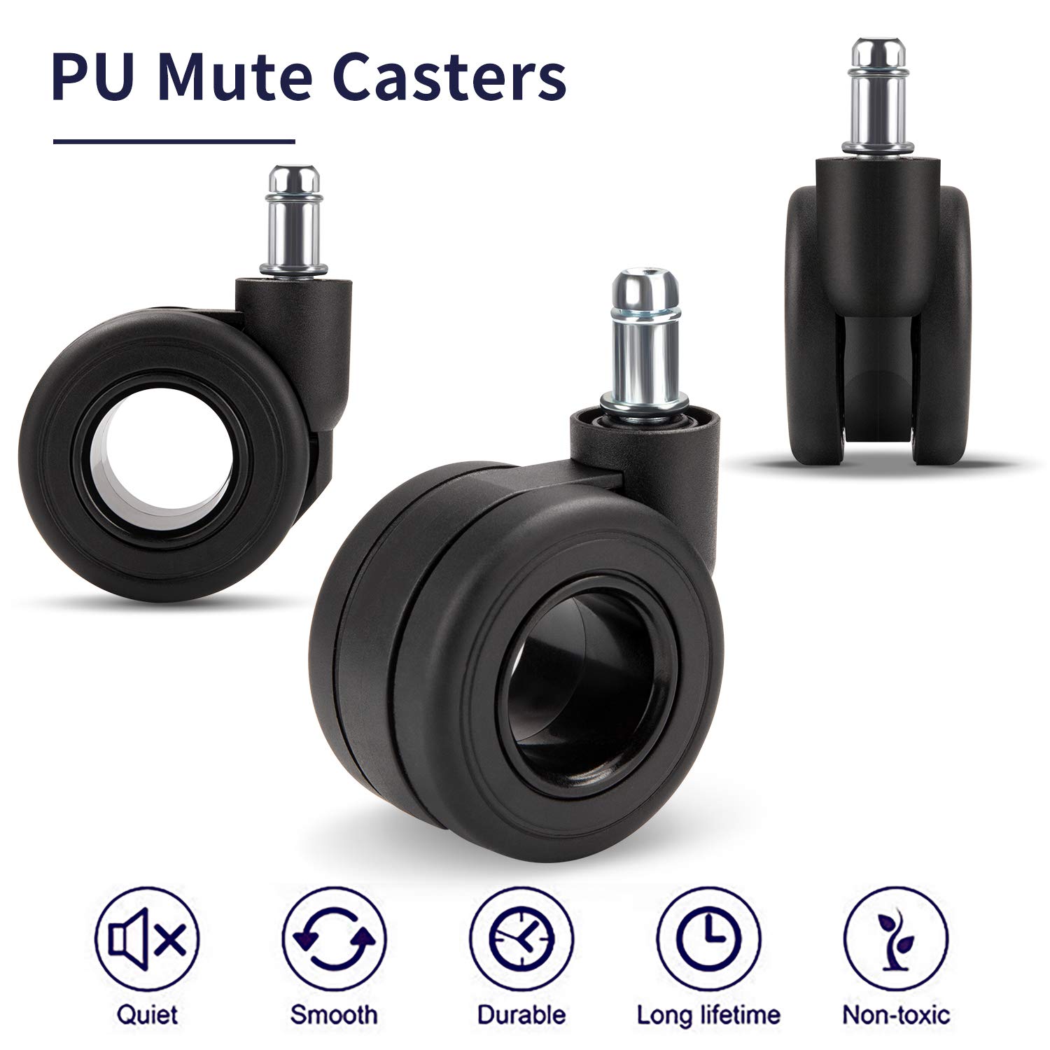 PU Hollow Replacement Wheels Caster for Office Chair and Gaming Chair