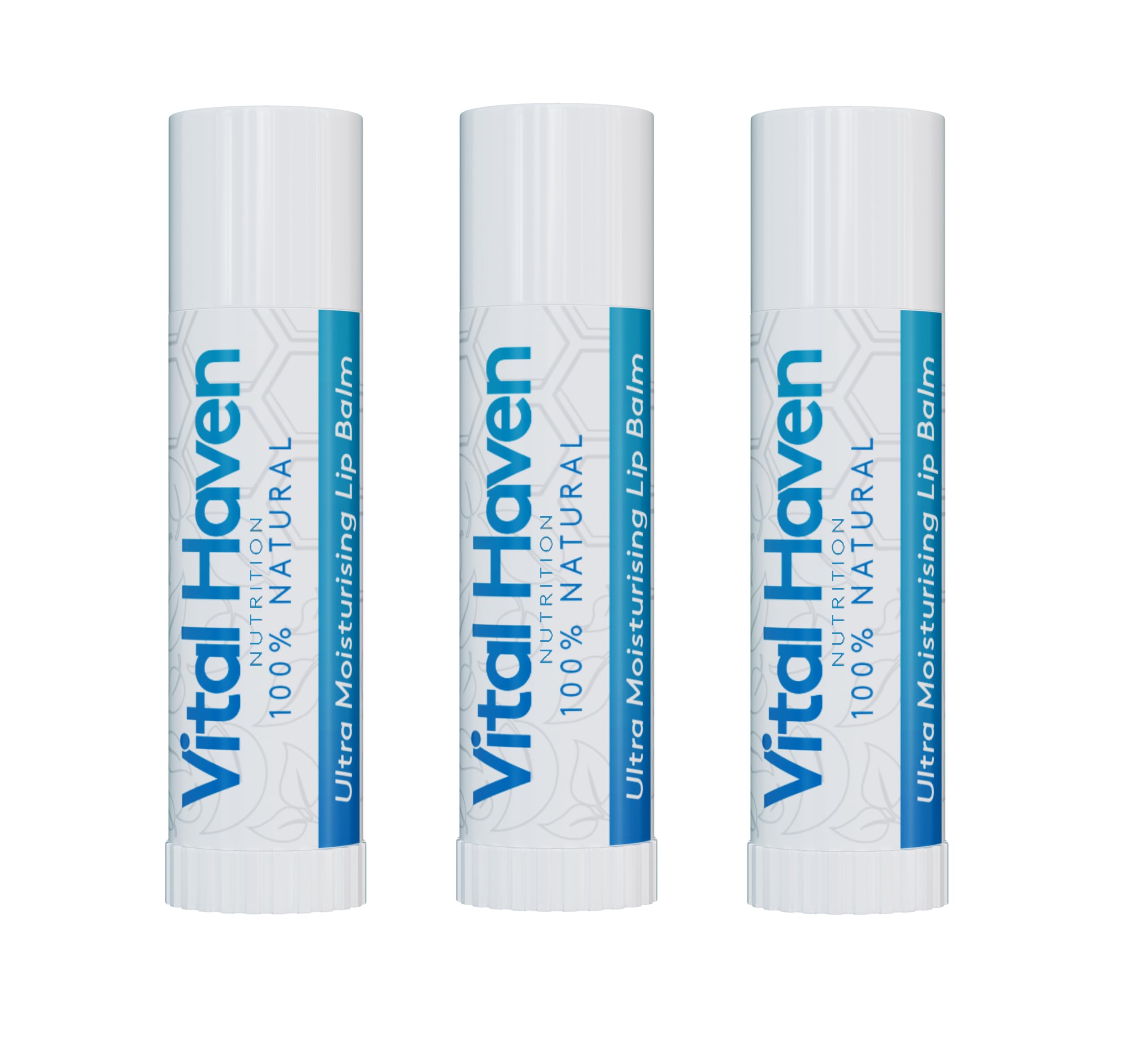 Vital Haven 100% Natural Nourishing Lip Balms (x3) - Premium Ingredients (with Argan Oil and Mango Butter) - UK Made