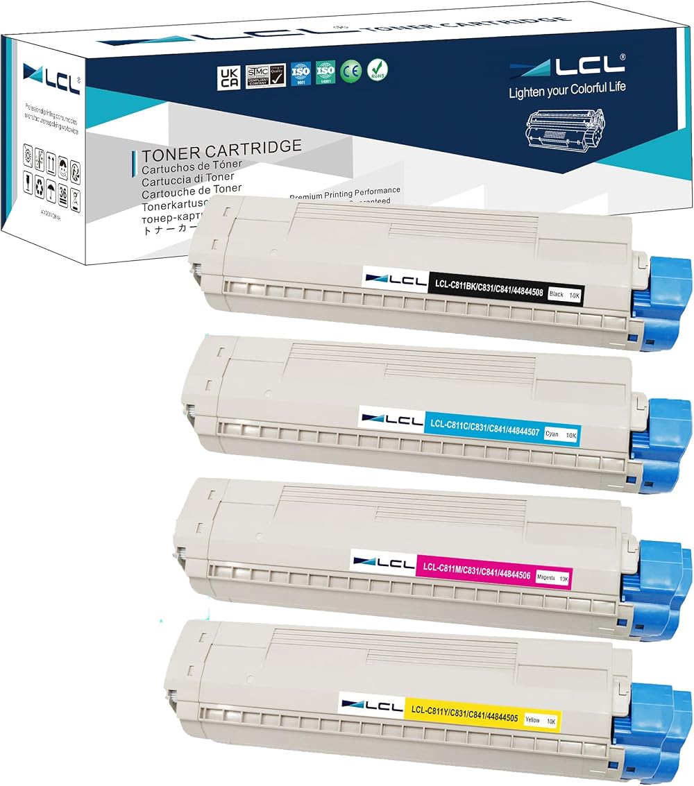 LCL Toner Cartridge 4PK C811 C831 C841 Black Cyan Magenta Yellow