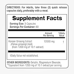 Lab | Ginseng |180 Capsules |12000 mg| Ginseng