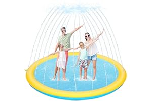 YIVSEN 95" Extra Large Splash Pad for Kids and Dogs, 7.91FT Giant Non-Slip Thickened Sprinkler Pad Pool, Summer Outdoor Water Toys for Baby Toddler Boys Girls 3-12 Years