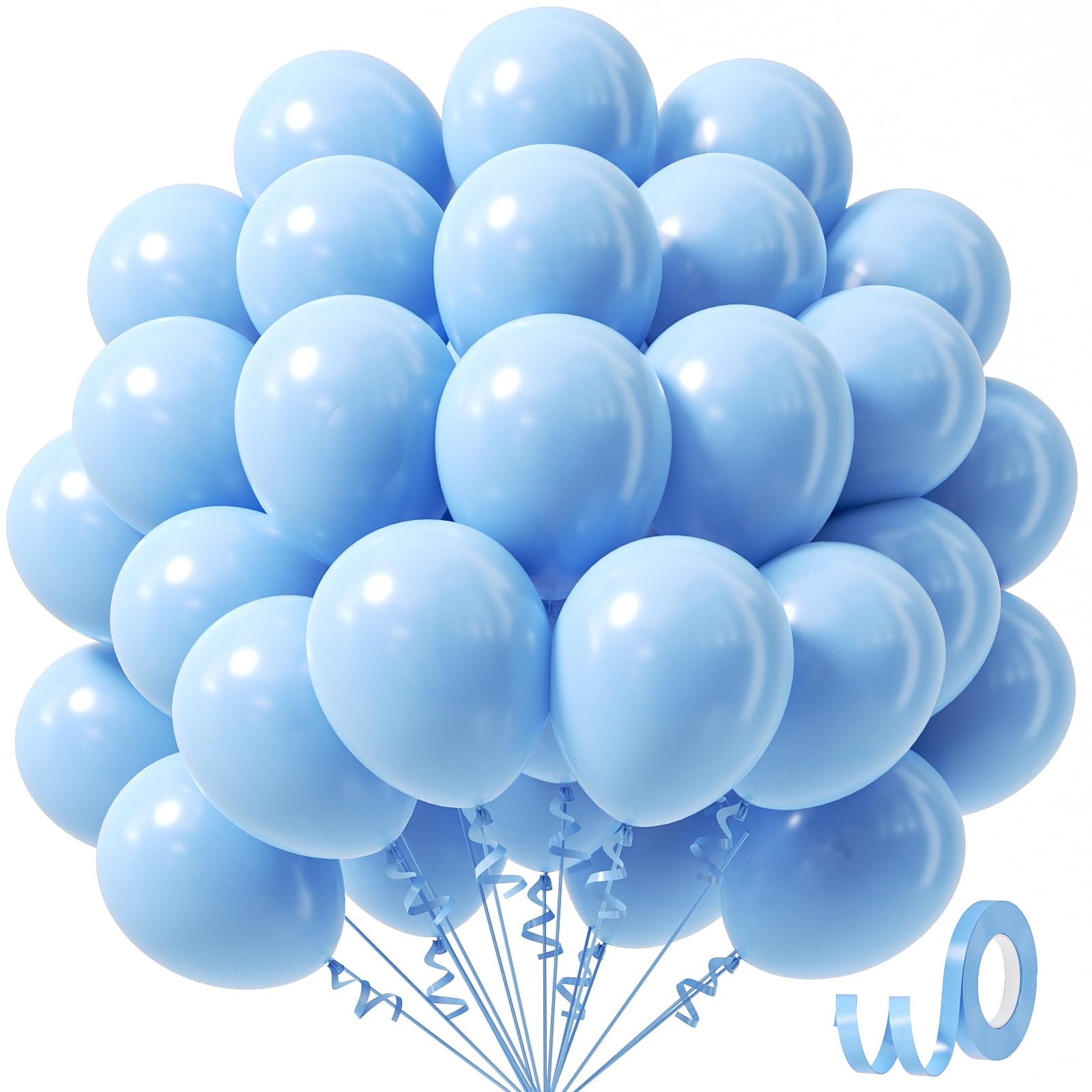Awenztech Light Blue Balloons 12 inch, Pastel Blue