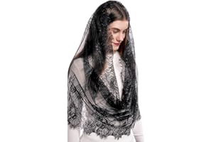 BABELSHAR Lace Veil Church Catholic Mantilla Chapel Veils for Women, Latin Mass Head Covering for Bridal Wedding Halloween