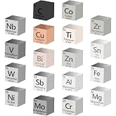 18 Pcs Metal Element Cube Density Cubes 99.99% High Purity, Periodic Table of Elements Collection for Element Collections Hobbies, Pure Tungsten Cube, Iron, Aluminum, Bismuth, 15 more (.39 inch/10 mm)