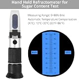 Proster Brix Refractometer ATC 0-80% Hand Held with 3 Pips for Sugar Content view 3
