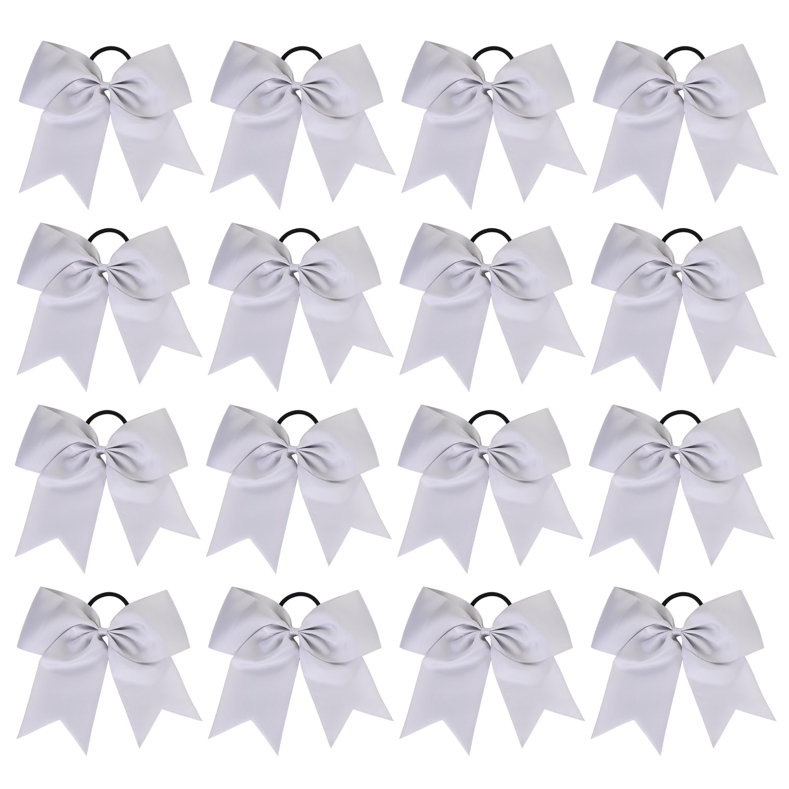 Photo 1 of chiduerm 16Pcs Cheerleading Bows 8 Inch Large Cheer Hair Bows Grosgrain Ribbon Elastic Bands Handmade Ponytail Holder for Cheerleading Girls School College Sports (grey)