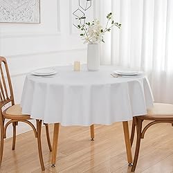 NLMUVW Round Vinyl Tablecloth with Flannel Backing