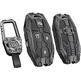 WKIOERAD Heavy Zinc Alloy Key fob Case Cover with Keychain Compatible with Hyundai Loniq Elantra Sonata Santa fe Tucson Santa Cruz Palisade Veloster Key Shell Accessories (5 Button Black)