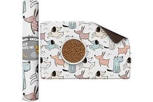 Rest-Eazzzy 30" x 18" Dog Food Mats for Floors Waterproof, Anti-Slip Dog Mat for Food and Water, Large Pet Feeding Mats for Dogs & Cats, Dog Bowl Mat Prevents Spills, Easy Clean, Multipattern