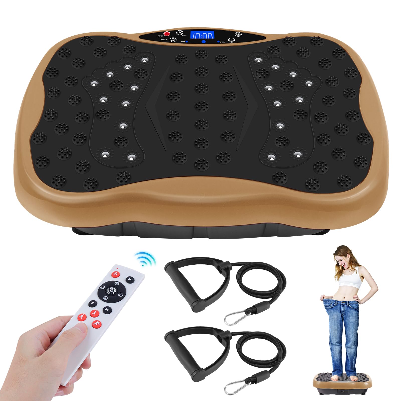 Photo 1 of Vibration Plate Exercise Machine, Health & Fitness Full Body Vibration Platform, Portable Vibration Plate Platform for Weight Loss Home Fitness, Lymphatic Drainage, w/Resistance Bands+Remote