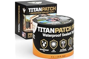 TOOLTROOPERS Titan Patch PRO Waterproof Sealant Tape – White 4" x20' – Stops Leaks Fast & Stays Sealed for 15+ Years – Sticks to RVs, Roofs, Pools, Boats, Gutters – Built for Harsh Weather (-40°F to 190°F)