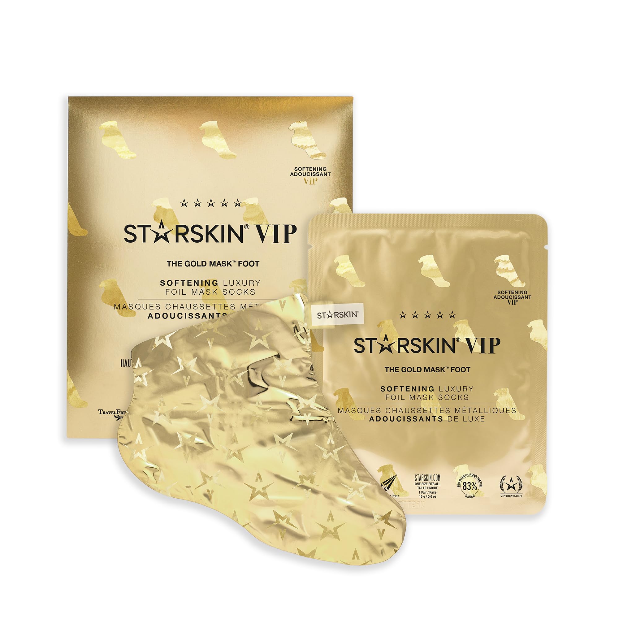 STARSKIN VIP Gold Mask Foot 1x16g, Softening Foot Mask for all Skin Types, Korean Skin Care, Hydrating and Moisturizing with Shea Butter and Rose Oil, K Beauty Skincare