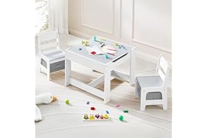 DOREROOM Kids Table and Chair Set, 3 in 1 Wooden Activity Table with Detachable Tabletop, Toddler Table and Chair Set with Storage Drawer, Kids Play Table for Children Art, Craft, Eating, Learning