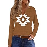 Chulianyouhuo Womens V-Neck Long Sleeve T-Shirt Cute Graphic Tees | Floral Print Top, Classic V Neck Shirts, Dressy Casual Shirts, Loose Fit, Fall Trendy Clothes, Going Out Outfits