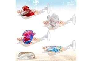 Niuohoy 5 Pcs Betta Fish Bed Shell Hammock Betta Resting Spot with Suction Cups Natural Shell Hideouts & Spawning Grounds for