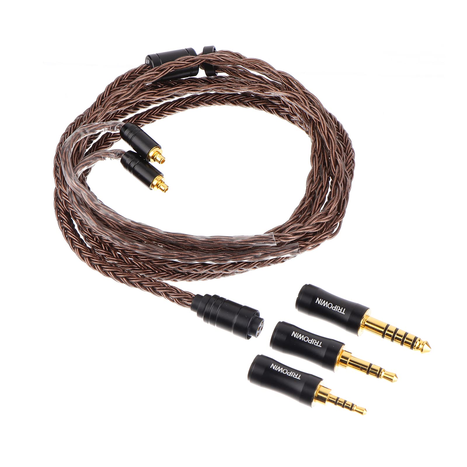 Linsoul Tripowin Amber 32AWG OFC Oxygen Free Cable HiFi IEM Cable with Interchangeable 2.5mm/3.5mm/4.4mm Plug, PVC Sleeve Replacement Cables for Audiophile (MMCX)
