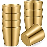Mimorou 8 Pack Stainless Steel Insulated Cup 5.9 oz Metal Tumbler Double Wall Vacuum Water Glasses Camping Reusable Mugs BBQ Home Office Party Coffee(Gold)