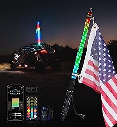 Xprite 1PC 2FT RGBW LED Whip Light with Spring
