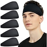 Pilamor Sports Headbands for Men 5 Pack,Sweatbands for Men Workout,Running | Moisture Wicking,Absorbing Sweat Headbands Stay in Place ,Hairbands for Women and Men Gym,Cycling,Football,Yoga