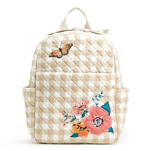Vera Bradley Women's Cotton Small Backpack, Peach Blossom Picnic