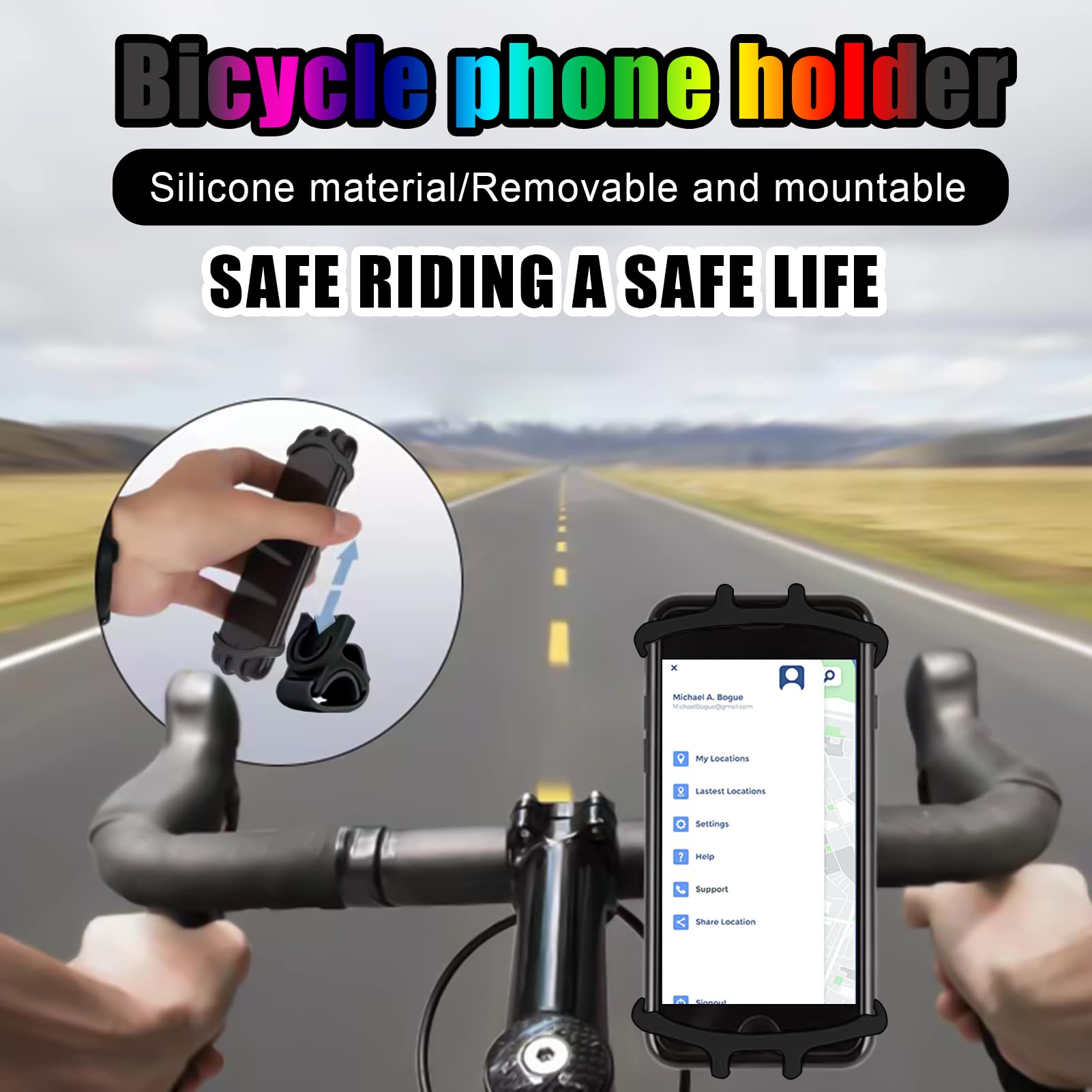 ORIbox Detachable Bike Phone Holder, Universal Bicycle Motorcycle Cell Phone Mount, 360° Rotatable Adjustable Bike Phone Mount Compatible for 4
