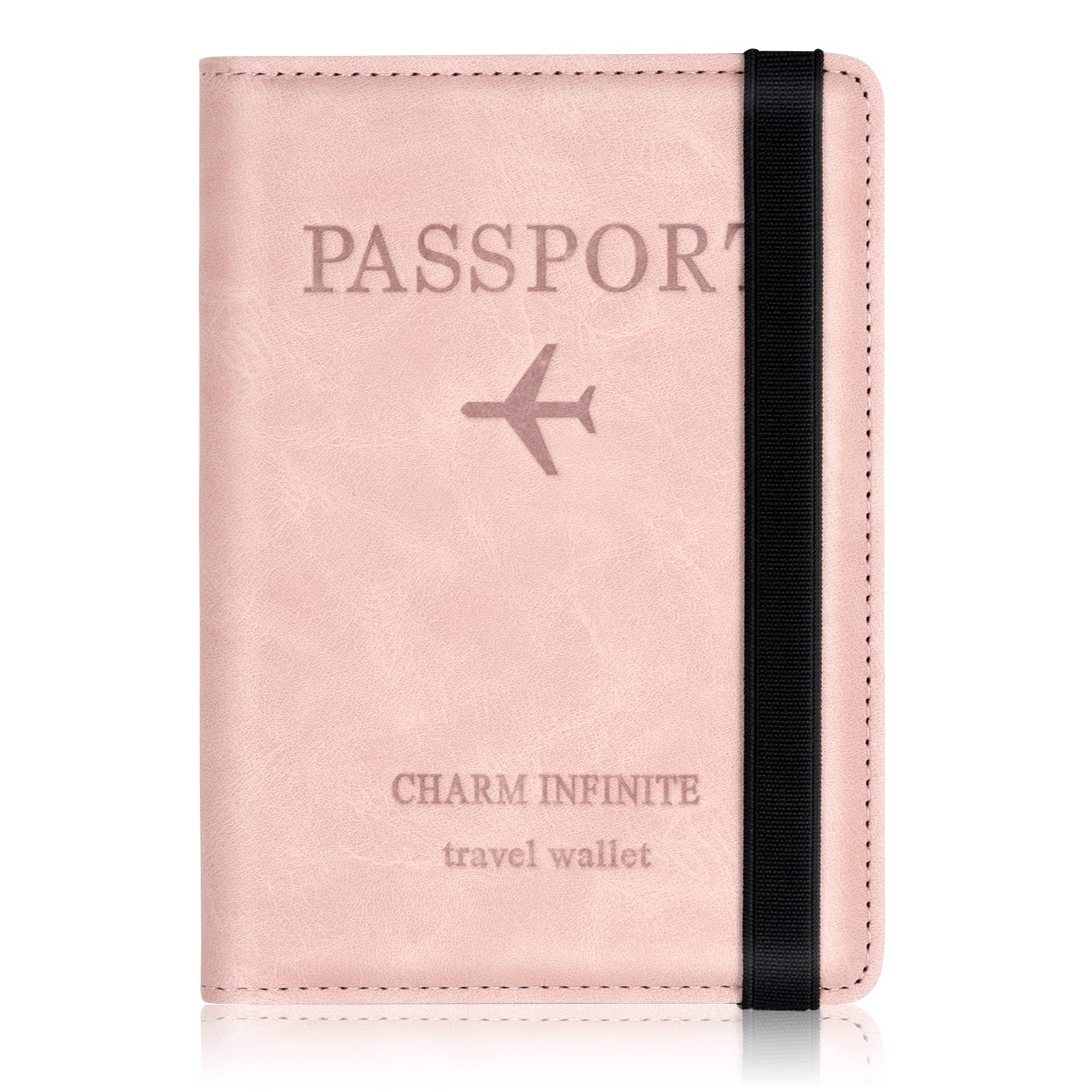 Toctax Passport Holder Cover, PU Leather RFID Travel Wallet Case Organiser Accessories, UK Passport Cover for Passport, Business Cards, Credit Cards, Boarding Passes (Pink)
