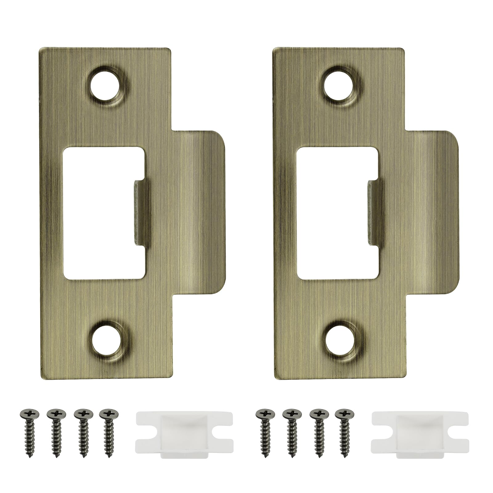 PATIKIL 2-3/4" Door Lock Strike Plate,2 Pcs Stainless T Strike Deadbolt Strike Plate,Door Backplate with Screw for Interior Exterior Door Use(Large Hole), Bronze