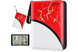 Hyywxcy Card Binder, 4 Pocket Trading Card Album Holder with 55 Removable Sleeves Display Storage Carrying Case Compatible with Pokemon Cards Football Card TCG Game Sports Cards (4 Pocket)