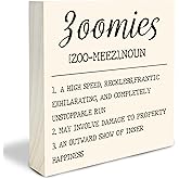 Dog Theme Wooden Block Sign - Zoomies - 4"X4" Decorative Pine Wood Plaque, Home & Office Desk Decor, Dog Lover Gift, Room Tabletop, Shelf Accessories (Khaki) - A03