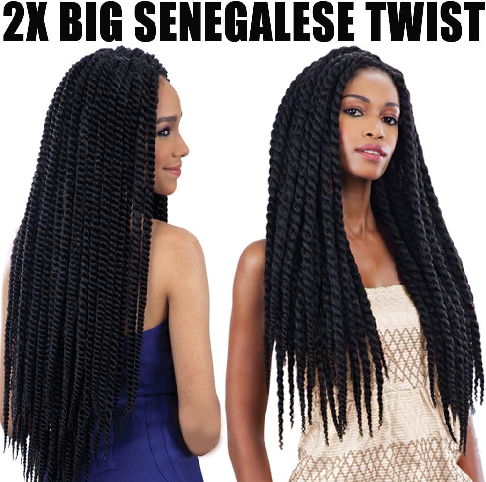 FeiBin Synthetic Hair Crochet Braids 24" 2X Big Senegalese Twist Hair (Havana Mambo Twist Style) (6-Pack, #4)