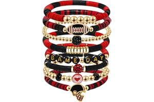 Artlunar Game Day Football Charm Bracelet: Stackable Sports Jewelry for Moms & Dads - Perfect for Football Fans