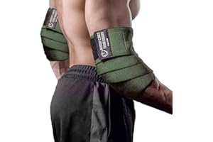 Elbow Wraps for Weightlifting (1 Pair), 47" Elastic Elbow Support & Compression Powerlifting, Fitness, Cross Training & Gym W