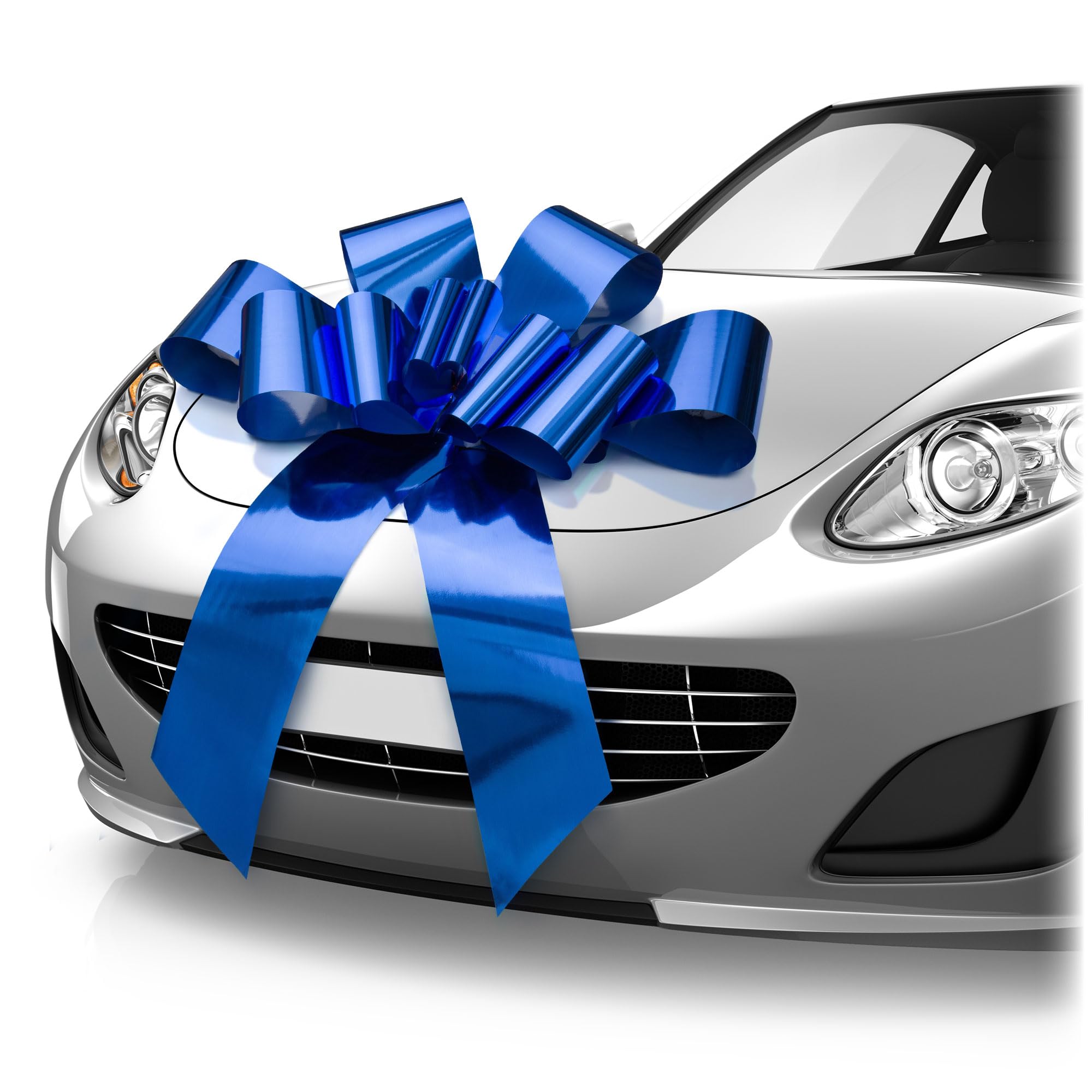 Photo 1 of Zoe Deco - Big Car Bow - Glossy Blue, 30 Inch - Giant Car Bow for Birthday, Christmas, Wedding Reception, Surprise Party - Large Gift Wrapping for Huge Present