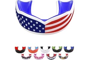 Oral Mart Adult Sports Mouth Guard (USA Flag, Fangs, 15+ Colors to Choose from) - Mouthguard for Football, Boxing, Karate, Martial Arts, Rugby, MMA, Sparring, Hockey (Adult, Strapless)