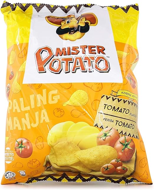 Mamee Malaysia Mister Potato Chips q Hot And Spicy Tomato Flavour Chip Biscuit Biskut Halal Food Snacks Teatime 75g 2 65oz X 2 Packs Tomato Amazon Co Uk Grocery