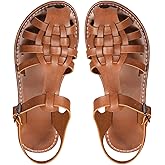 GORGLITTER Women's Mexicanos Huaraches Sandals Summer Beach Vacation Closed Toe Ankle Strap Flats Walking Wedding Shoes