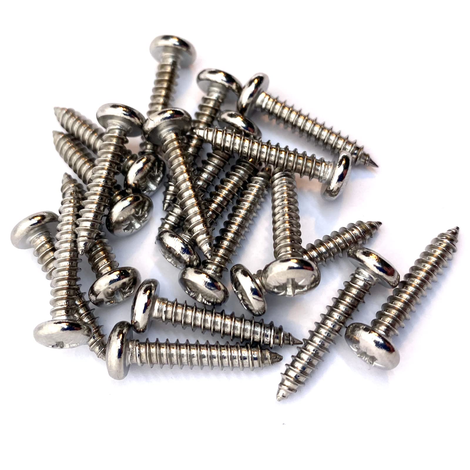 No.10 x 1" (4.8mm x 25mm) Pozi Pan Self-Tapping Screw DIN7981 - A4 (316) Stainless Steel (Pack of 20)
