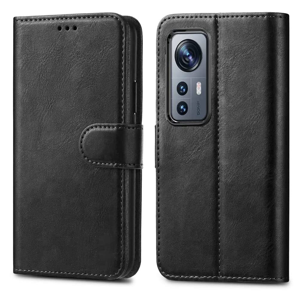 GAPlus Xiaomi 12 5G Leather Case - Premium Wallet Case Leather Flip Cover [Card Holder] [Magnetic Closure] For Xiaomi 12 / Xiaomi 12X 5G Black — image 1