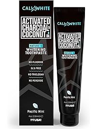 Cali White ACTIVATED CHARCOAL & ORGANIC COCONUT OIL FOR TEETH WHITENING , MADE IN USA, Best Natural Whitener, Vegan, Fluoride Free, Sulfate Free, Organic, Black Tooth Paste, Kids MINT (4oz)