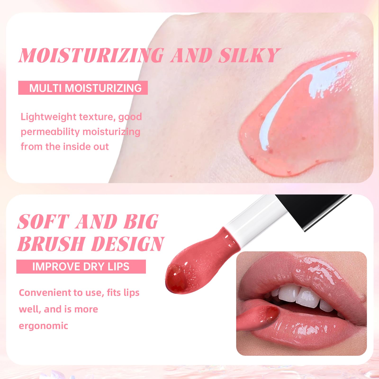 HOSAILY Nourishing Glowing Lip Oil with 2 in 1 Ombre Lip Liner Lipstick Set, Moisturizing High Shine Renewal Lip Gloss for Women, Smooth Long Wear Plumping Rose Pink Lip Tint Lip Crayon Combo Makeup