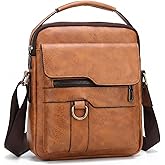 SHENGLAICAI Men's Leather Crossbody Bag, Casual leather Bag for Men, Crossbody Bag Office Business,Handbag Purse Zipper