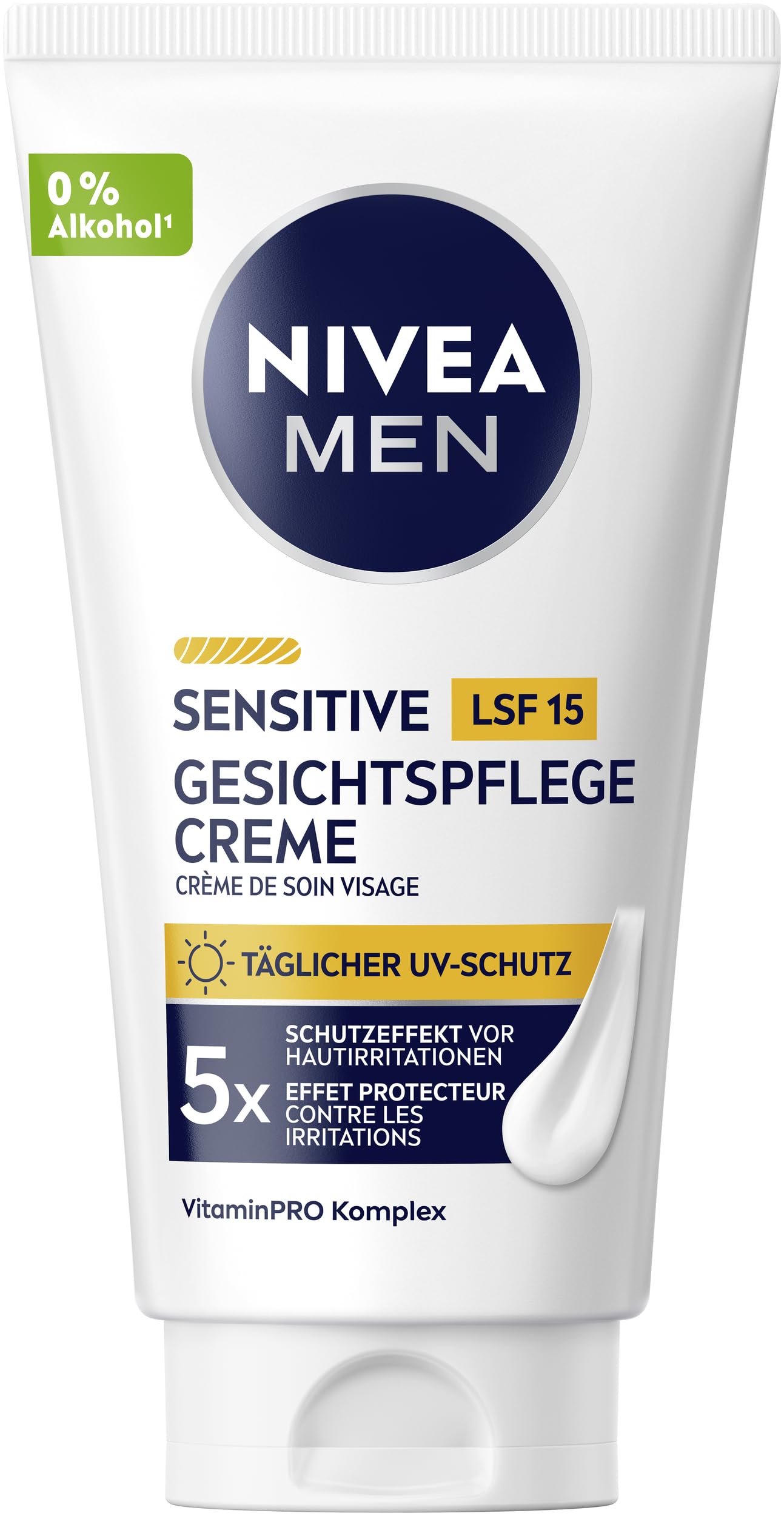 NIVEA MEN Sensitive Gesichtspflege Creme mit LSF 15, 24h Feuchtigkeitscreme für empfindliche Männerhaut, beruhigende Gesichtscreme zur Linderung von Hautirritationen (75 ml) 9