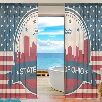 Amazon Com Vintage American Flag Ohio State Toledo Skyline