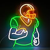 Football Player Neon Sign with Dimmable Glow - Vibrant Light for Gaming Room, Bedroom |Football Birthday Party Decorations|Gifts for Teens & Boys|Green|16.7x12.3"