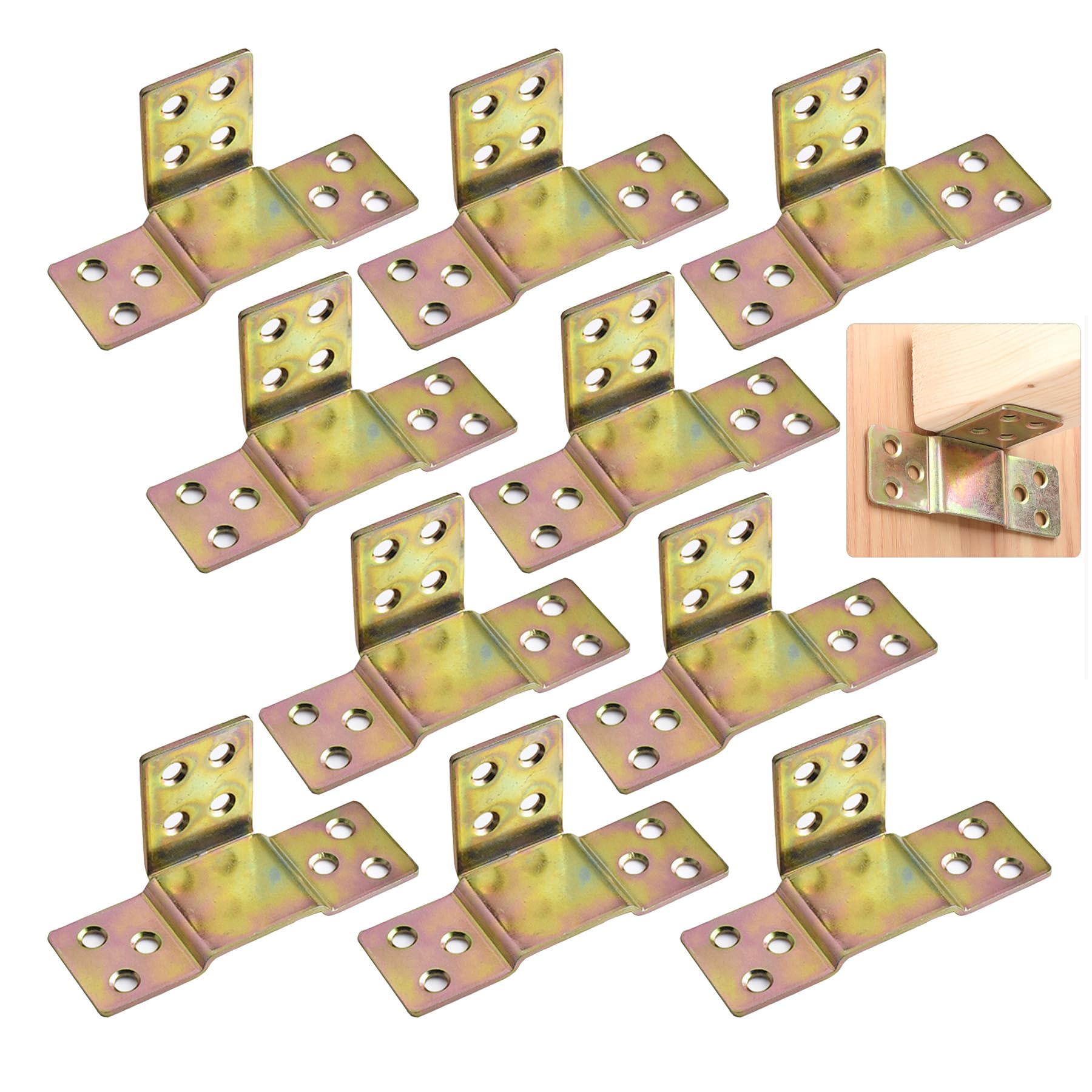 LIKERAINY Centre Support Bed Hinge Rail Brackets Timber Joist Hanger Suspension Connecting Fittings Hooks Fastener for Bed Frame Metal Set of 10