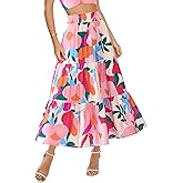 BTFBM Skirts for Women Floral Print Fall Fashion 2026 A Line Elastic High Waist Boho Holiday Maxi Skirt Pockets