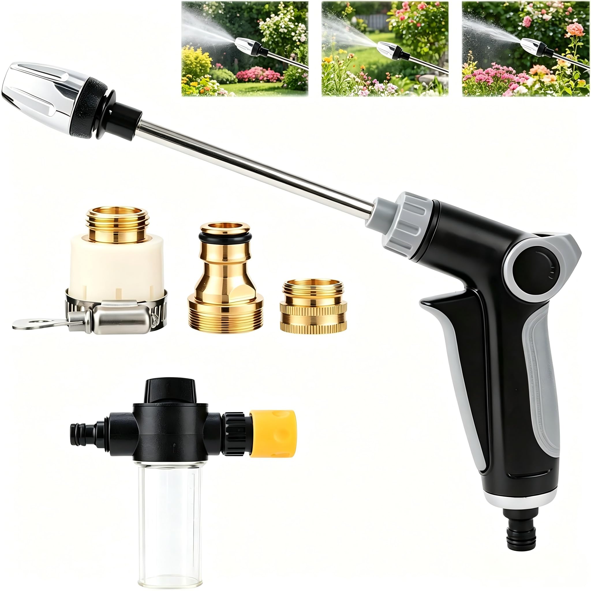 turn any hose into a high-pressure water cleaning jet, heavy duty garden hose nozzle -high pressure